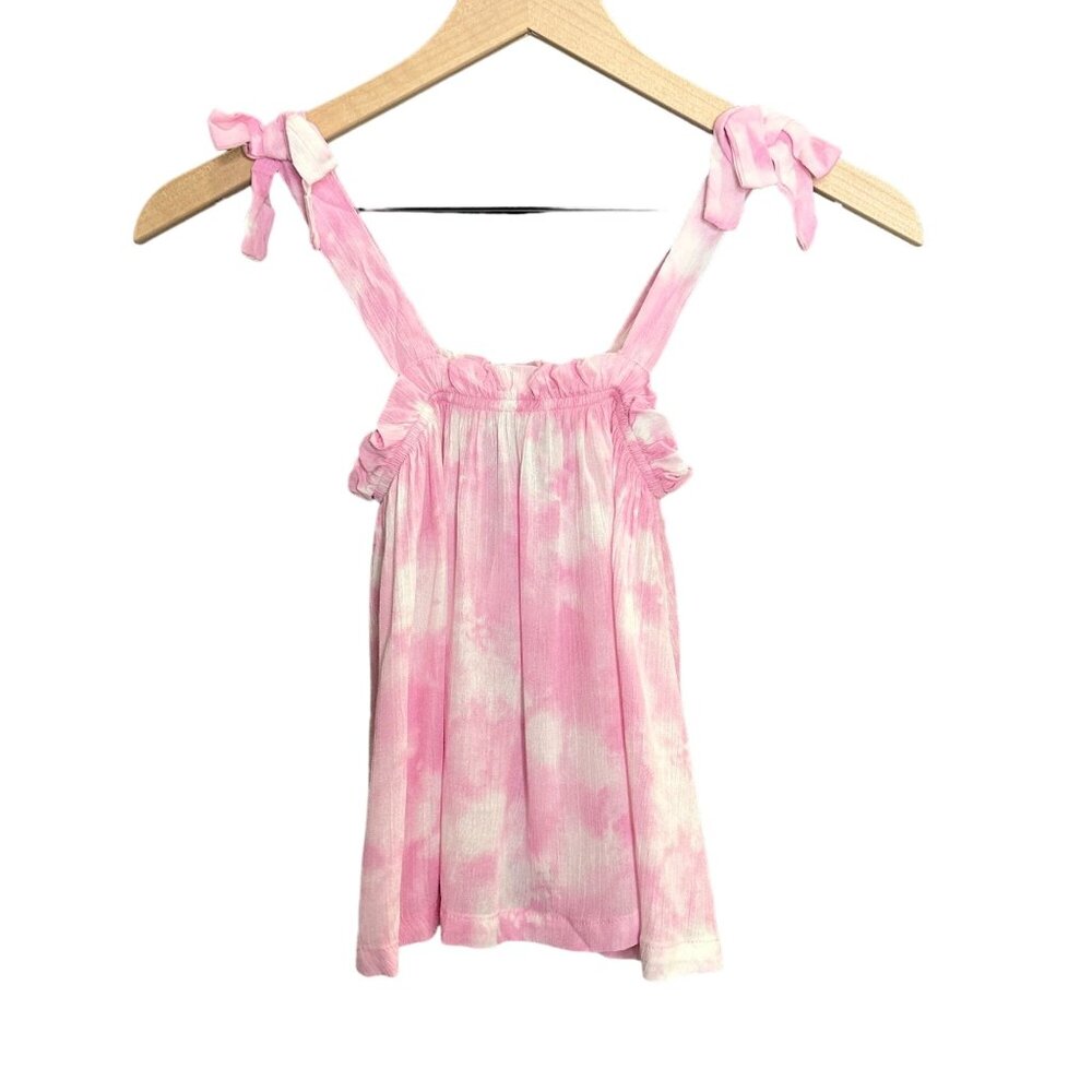 Self Esteem Girls 10 Pink White‎ Tie Dye Ruffle Strap Tank Top Summer Cute